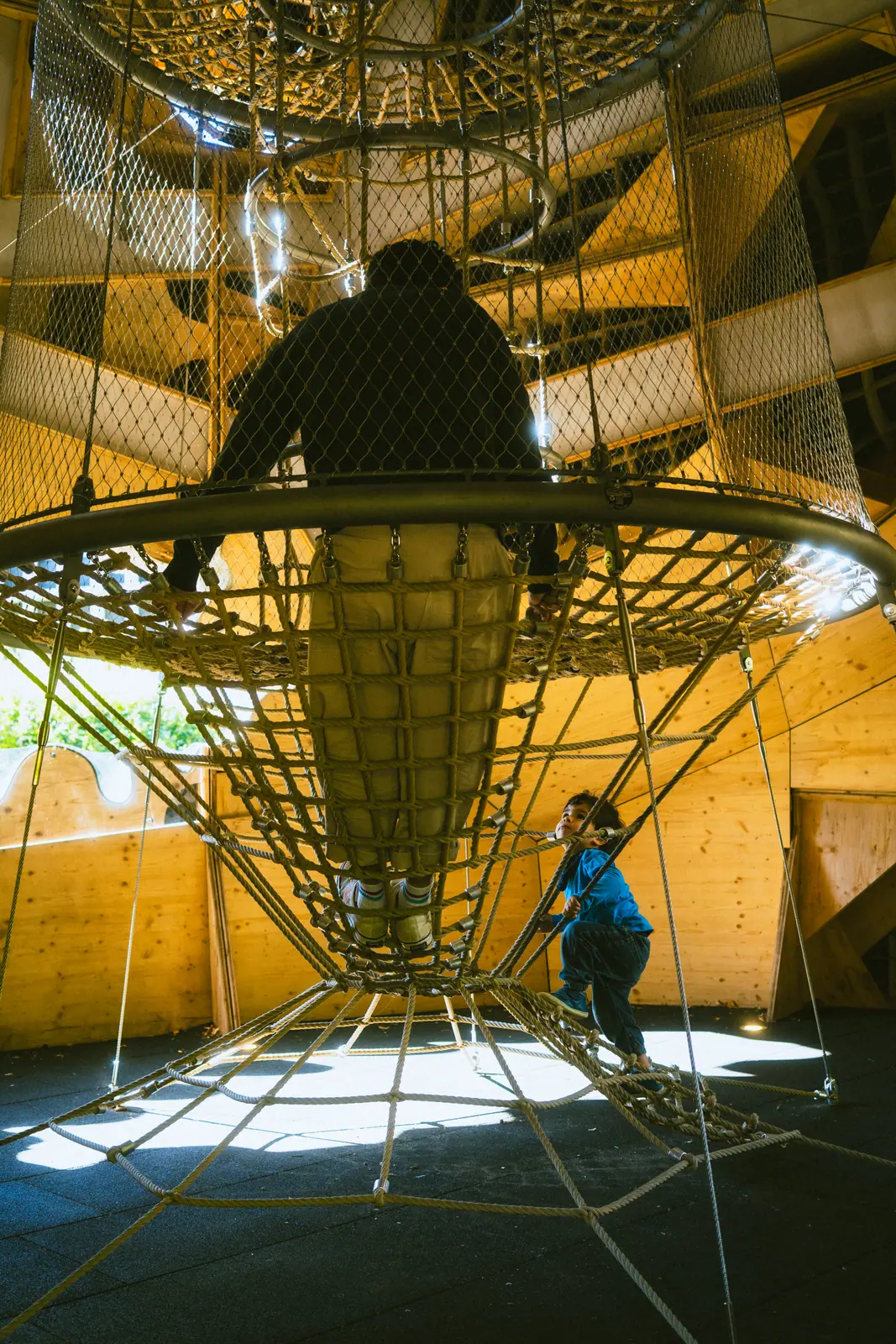 Brand photography Zürich — architectural play structure against the sky